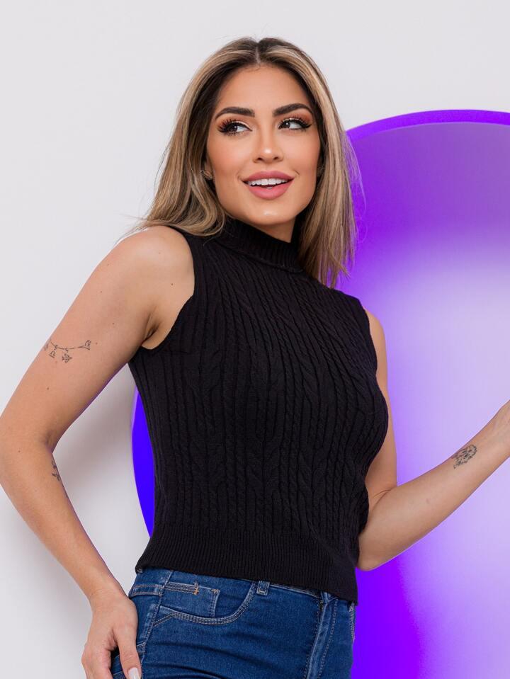 Blusa Lisa Camiseta Cropped Trico Moda Feminina - Foto Principal