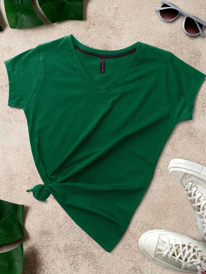 Blusa Blusa Algodão Gola V Moda Feminina - Foto Principal