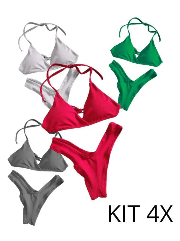 Kit 4 Biquinis com Bojo Modelo Aviador Moda Feminina - Foto Principal