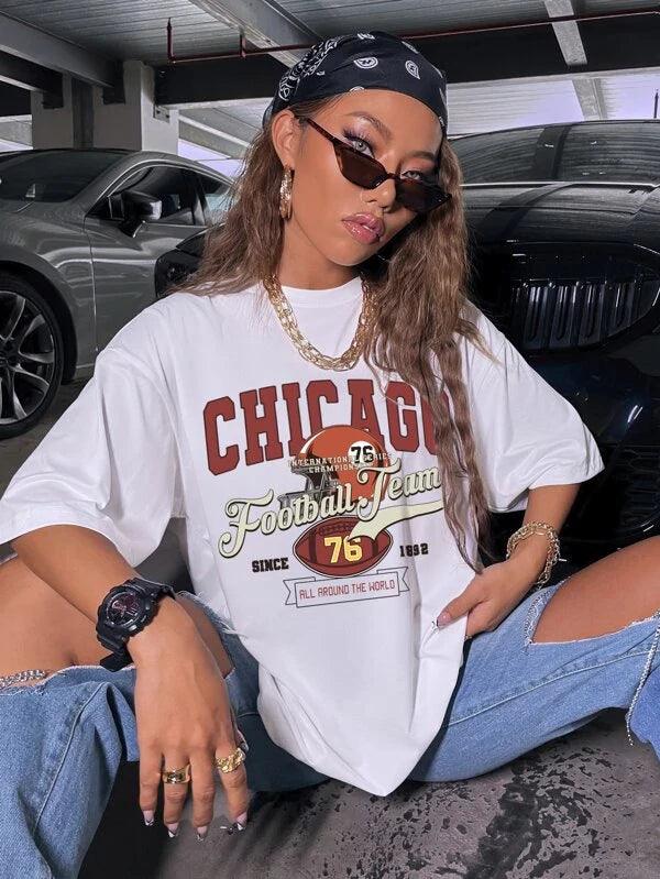 Camiseta Casual Chicago Tecido Premium Moda Feminina - Foto Principal