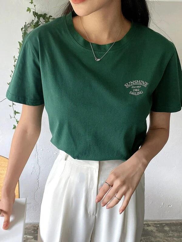 Camiseta SunShine Gola Redonda Casual Moda Feminina - Foto Principal