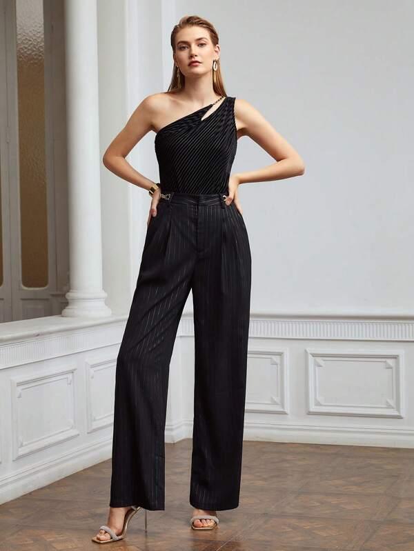 Calça Social Listrada Premium Moda - Foto Principal