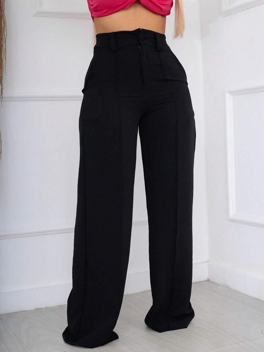 Calça Pantalona Cintura Alta Duna com Botão Elástico nas Costas Leve Moda Feminina - Foto Principal