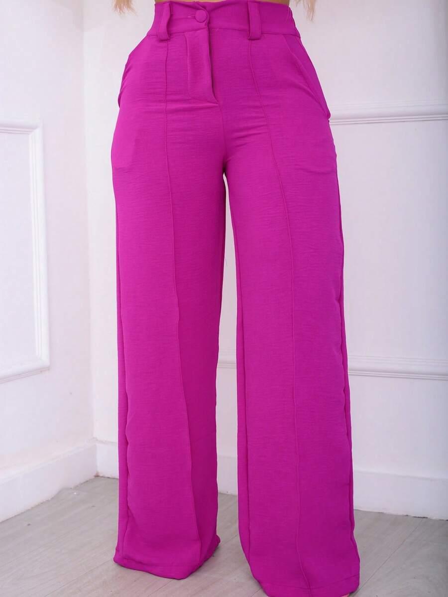 Calça Pantalona Cintura Alta Duna com Botão Elástico nas Costas Leve Moda Feminina - Foto Principal