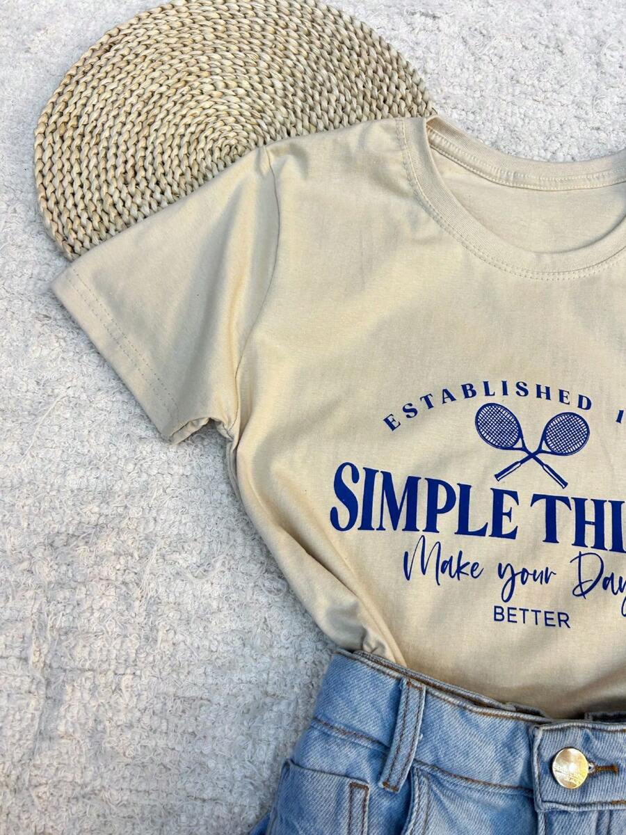 Blusa Camiseta Manga Curta Algodão Com Estampa Moda Feminina - Foto Principal