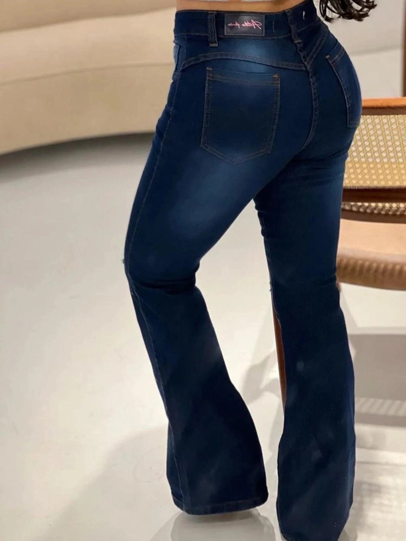 Calça Flare Jeans Com Elastano Lycra Moda Feminina - Foto Principal