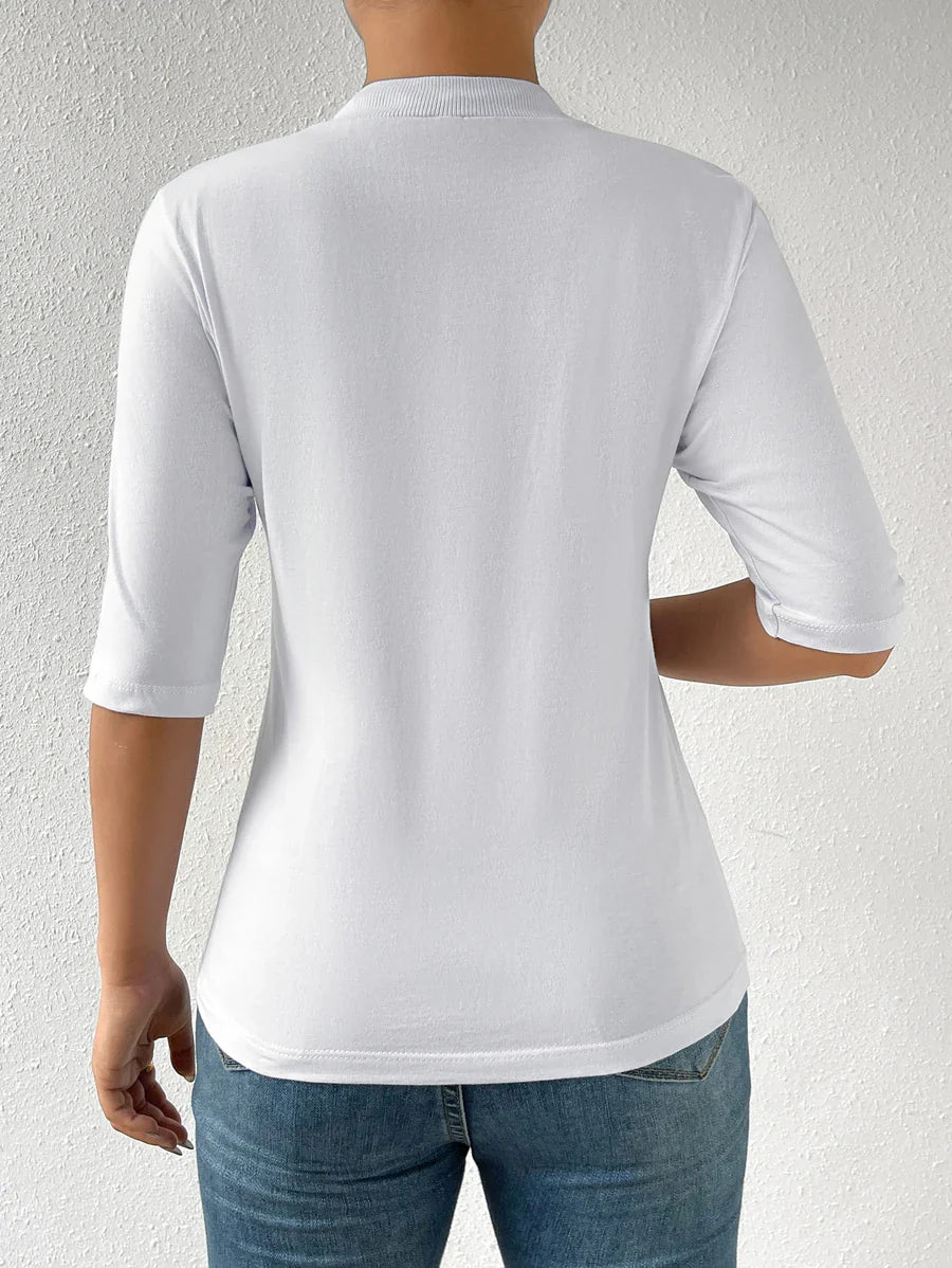 Camiseta T-shirt Com Gola Alta Moda Feminina - Foto Principal